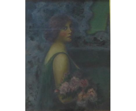 English School, portrait of a lady, oil on canvas, 30 x 23cms, framed
