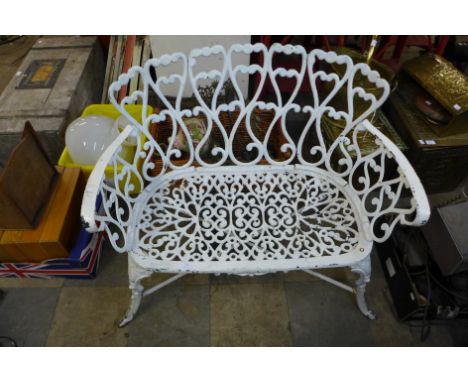 A cast iron garden bench