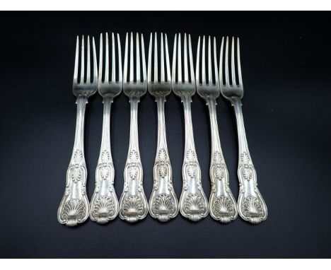 An extensive collection of 19th Century silver Cutlery, King's pattern, engraved Arkwright crest, dates include 1820, 1823, 1