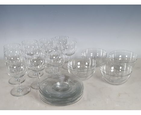 A set of eleven Baccarat Wine Glasses in the Paris goblet style with panel cut stems and acid etched marks 'Baccarat France',