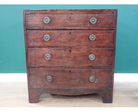 A small Georgian mahogany Chest of four long graduated drawers with caddy top and bracket supports, 2ft 4in W x 2ft 6in H 