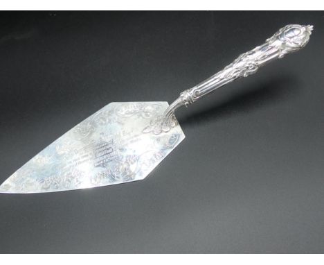 A Victorian silver Trowel with presentation inscription, dated 1864, Exeter 1863 