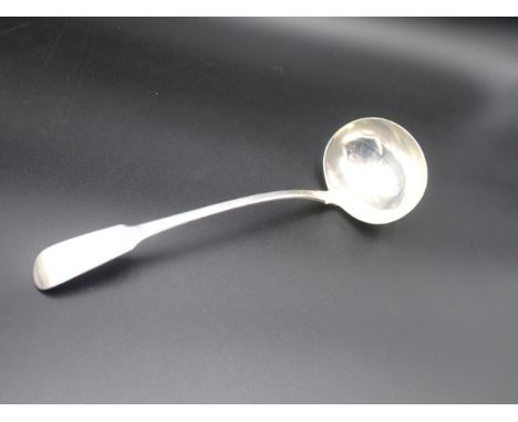 A George III silver Soup Ladle, fiddle pattern, engraved initials J.W., London 1809, maker: T.B 