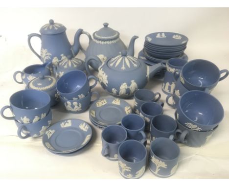 Wedgewood Jasperware coffee set including cups, tea cups, plates etc. No obvious signs of damage/ restoration. (D)