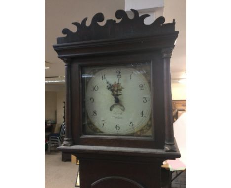 A mahogany case longcase clock with painted dial, approx 209cm. Shipping category D.