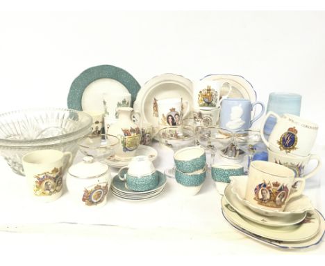 Vintage Coronation ware cups, plates, Babycham glasses, Wedgwood garden tea set etc