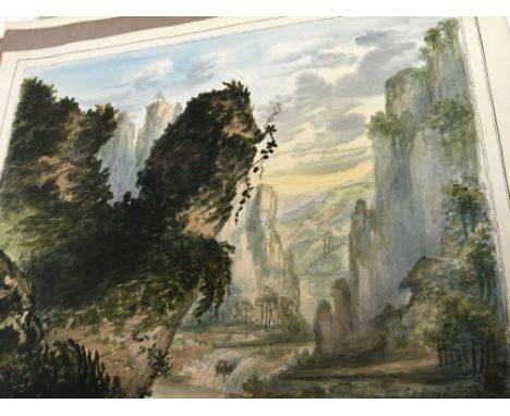 An interesting early 19th century sketch book of the 1837-1840. With numerous detailed watercolours and inscriptions.spine de
