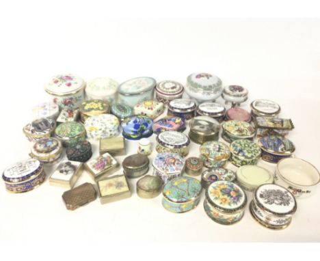 A collection of porcelain &amp; enamel patch boxes by Ayshford, Museum collections, Delprado etc