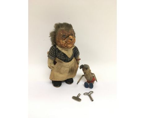 A vintage Steiff doll and a vintage clockwork Mickey Mouse style toy (2). NO RESERVE