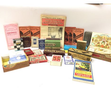 A collection of assorted vintage games, maps, leaflets, magazines, cigarette cards etc. NO RESERVE