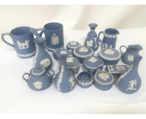 Wedgewood Jasperware consisting of mugs, vases, storage pots etc