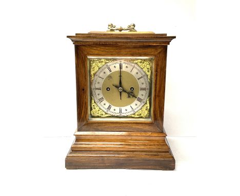 An Antique Rosewood veneered case Winterhalder and Hofmeier double fusee bracket clock, bevelled glass side panels, silvered 