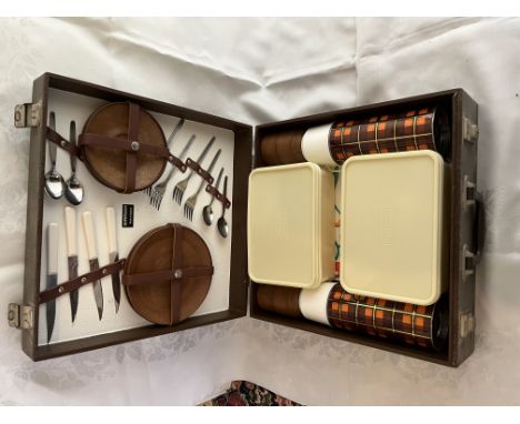 A vintage picnic basket