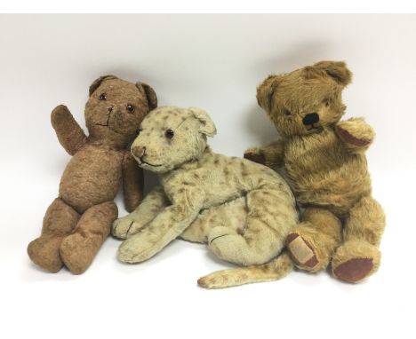 A Steiff leopard, Chad Valley teddy bear and one other (3). Shipping category C.