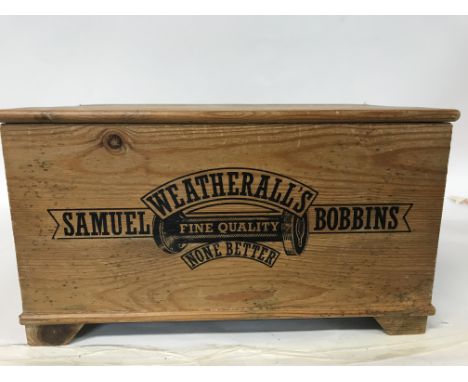 A vintage pine Samuel Bobbins weatheralls box (D) 20x37cm