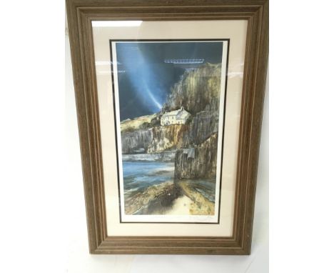 A limited edition print by Gillian McDonald, Harbour Light 302/850 frame size 48x72cm approximately (category D postage)
