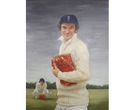 Ramos Portrait of England and Kent Wicket keeper Alan Knott Kent 1964- 1985 England 1967- 1981 Oil on Canvas Signed lower rig