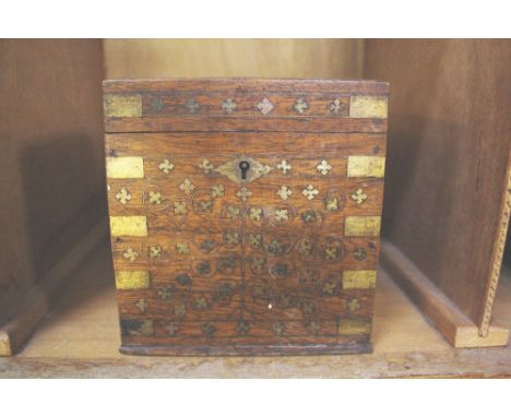 A George III mahogany tea caddy, 25cm wide and a metal inlaid box -2