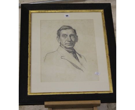 In the manner of Gerald Leslie Brockhurst RA RP RE (1870-1978) Head and shoulders portrait of a gentleman Pencil drawing Unsi
