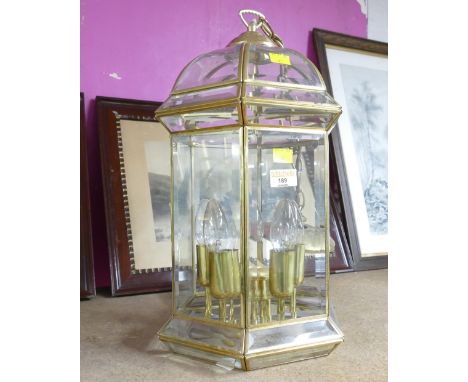 Lantern style ceiling light fitting with five branches
