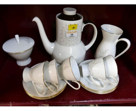 Royal Doulton Morning Star pattern coffee pot and similar cups and saucers