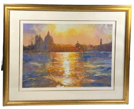 CECIL RICE (British) 'SUNSET OVER THE SALUTE' VENETIAN SCENE, 2002, silkscreen print, 16/300.98cm x 122cmCertificate of authe