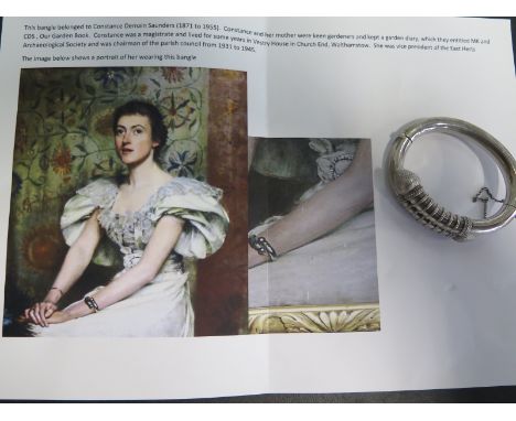An unmarked white metal bangle - tested as silver - approx weight 1.5 troy oz 