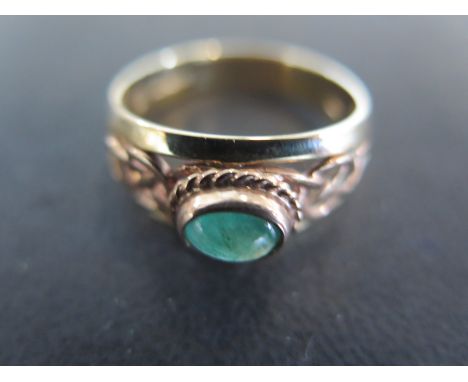 A 9ct Welsh gold Clogau ring set with emerald - ring size X - approx weight 6.5 grams - some light surface scratches 