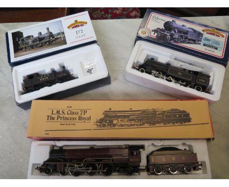Three OO gauge Locomotives - Bachmann J72 Tank Black -  Bachmann Gresley V1/3 Class and Hornby LMS Class 7P - The Princess Ro