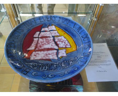 A Limited Edition Poole Pottery Festival of the Sea charger 74 of 200 designed by N Massarella - Diameter 42cm - good conditi
