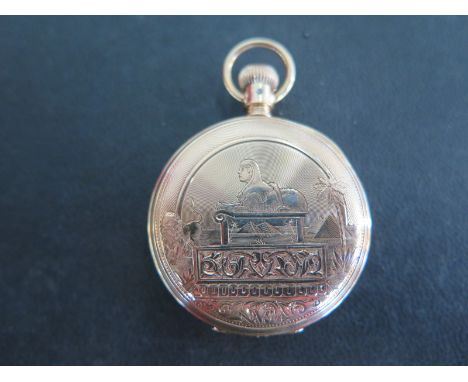 A 14ct yellow gold cased pocket watch - full Hunter, white enamel dial with Roman numerals, subsidiary seconds at 6 0'clock m