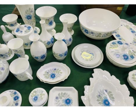 A large and varied collection of Wedgwood Clementine pattern bone china,to include,vases,trinket boxes,bells,candlesticks,dis