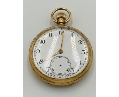 9ct gold pocket watch, missing second hand, by E.W.C. Co, 81g, in box, inscription to interior dated 1927. Estimate: £350-400