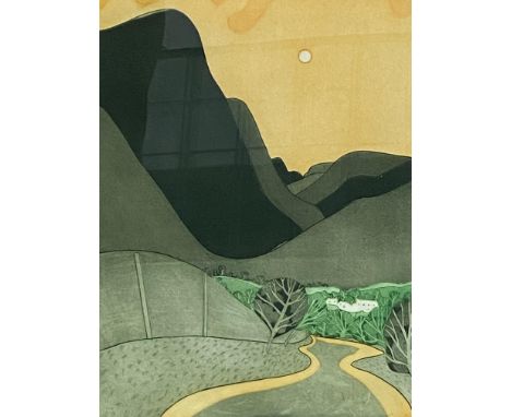 Framed and glazed limited edition (127/150) etching and aquatint of the pass near Coniston, signed to border John Brunsdon, 6