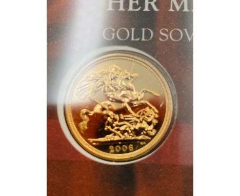 Westminster Her Majesty Queen Elizabeth II 80th Birthday 2006 22ct Gold Sovereign Presentation Cover. Estimate: £330-350