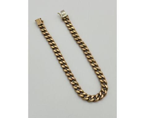 9ct gold curb link bracelet, 10.9g. Estimate: £190-210