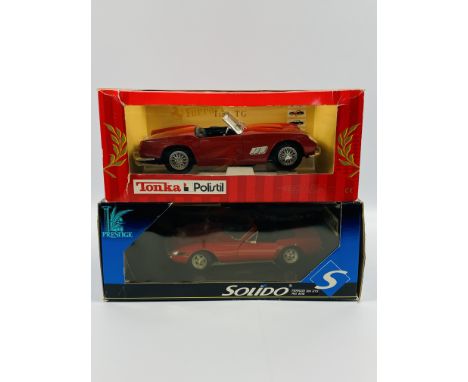 Two boxed metal die cast cars; Prestige Solido Ferrari 365 GTS; together with a Tonka Polistil Ferrari California TG. 1:16 sc