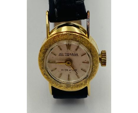 Nostrana ladies wrist watch in 18ct gold case. Estimate: £70-100