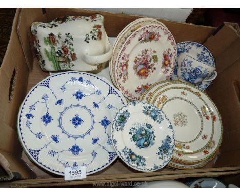 A quantity of Spode and Mason's plates including 'Fruit Basket',, 'Nabob', 'Spode's Glory', plus a cheese dish and breakfast 