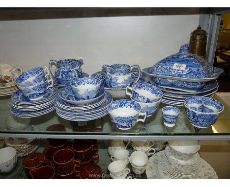 A good quantity of Spode 'Italian' china including tea and side plates cups, milk jugs, lidded serving dish, egg cups etc.