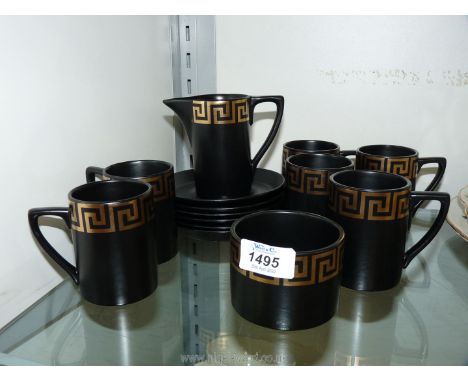 A Portmeirion Greek Key coffee set for six