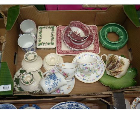 A quantity of china a pair of Wedgwood 'Stratford' candlesticks, lidded trinket pot, two Spode 'Camilla' cups and saucers, Sy