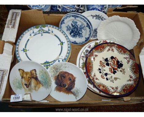 A quantity of plates including Royal Worcester 'Chinoiserie' in blue and green, Doulton 'Alma', 'Kingswood' etc, some chips a