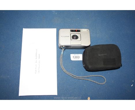 A Fujifilm DL Supermini 35mm camera including case and instruction manual.
