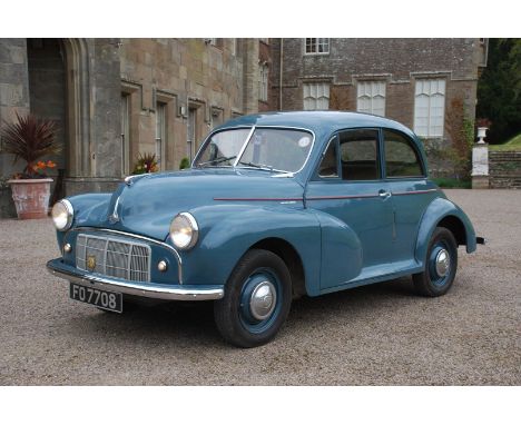 A very presentable 1954 Morris Minor series II 803 cc petrol-engined two-door saloon motor car, registration no. FO 7708, fir