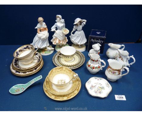 A quantity of china including three Minton's trios, four miniature jugs including Royal Worcester and Albert, three Royal Wor