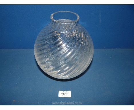 A Tiffany and Co. large vintage crystal globular vase in optic swirl pattern 9" tall.