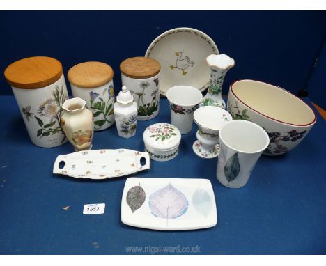 A quantity of Portmeirion china including graduated set of canisters, 'Dusk' beaker and platter, 'June' trinket pot (a/f), et