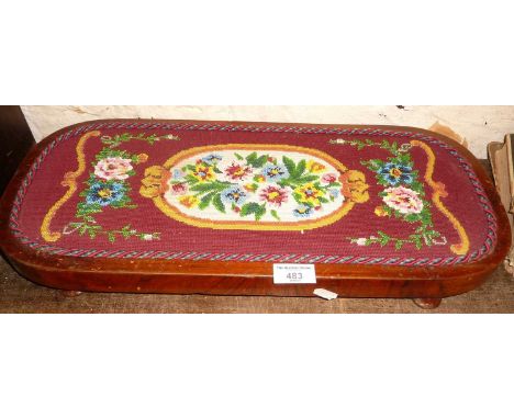 Victorian burr walnut beadwork and tapestry stand