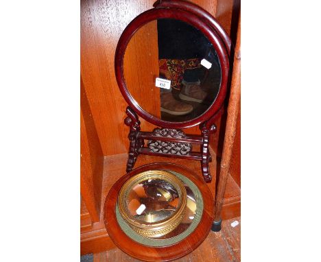 Chinese carved hardwood round table mirror and three others